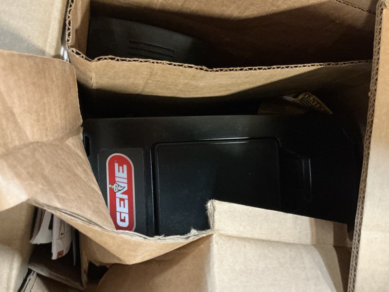 Condition photo showing As Is for genie b6172h wall mount smart garage door opener, dc motor lifts up to 14ft high 850lbs, black