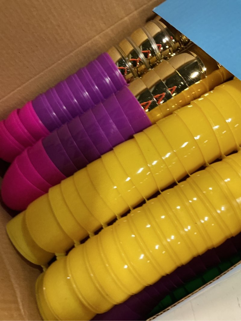 Condition photo showing New/Like New for 200 pack colorful fillable easter eggs with 6 surprise golden eggs, 2.4 inch plastic easter egg empty for easter hunt party favors easter basket stuffers fillers classroom prizes for kids boys girls 200 pack 2.4 inch eggs