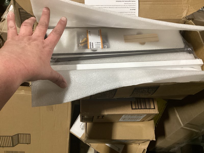 Condition photo showing New/Like New for (similar ) amazon basics wood floating wall shelves, 3-pack, white, 15.8\" x 5\" x 1.8\"