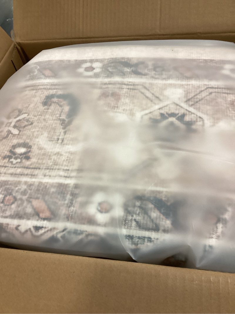 Condition photo showing New/Like New for Washable Rug 8x10 Area Rugs: Boho Vintage Distressed Oriental Medallion Neutral Thin Large Rug Carpet for Living Room Bedroom Dining Room Home Office Decor - Camel Camel 8' x 10' (Rectangular)