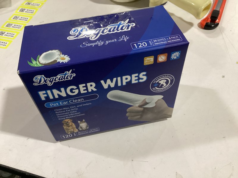 Condition photo showing Good Condition for Dog Finger Wipes, 120 Count Ear Cleaner for Dogs Cats Bathing Wipes, Pet Dental Clean Finger Wipes, Natural Puppy Eye Wipes | Soothes Itchy Dry Skin, Coconut Scent Dog Ear Infection Treatment