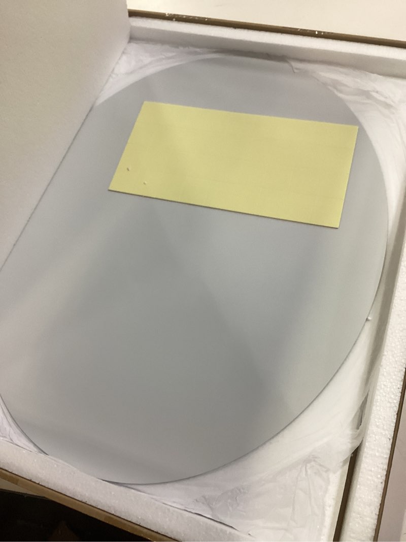 Condition photo showing Good Condition for 16 x 20 glass oval bathroom mirror for over sink, frameless small oval wall mirror for bathroom, vanity, bedroom, living room, entryway, home wall decor, 2-sided adhesive tapes include 15.7"l x 19.7"w