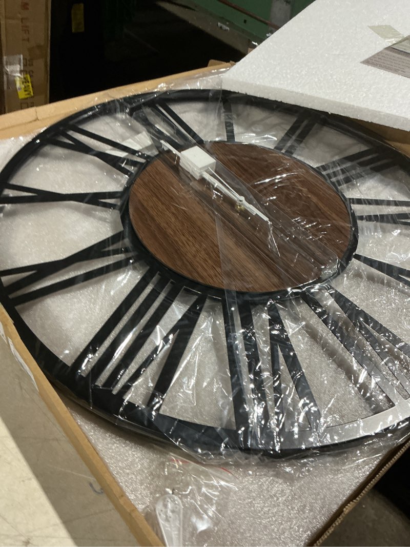 Condition photo showing Good Condition for LEIKE Large Wall Clocks,Silent,Non Ticking,Battery Operated Rustic Round Modern Big Wood Wall Clock for Living Room, Bedroom,Kitchen,Farmhouse,Office,Home Decor 24 IN A-wood-arabic Number