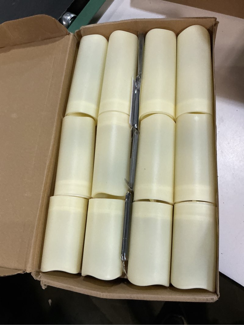 Condition photo showing Good Condition for set of 24 waterproof outdoor flameless candles, led candles with 4 remote and timer,(h 4" 5" 6" x d 2.2"),for halloween wedding festiv 24pack-iovry