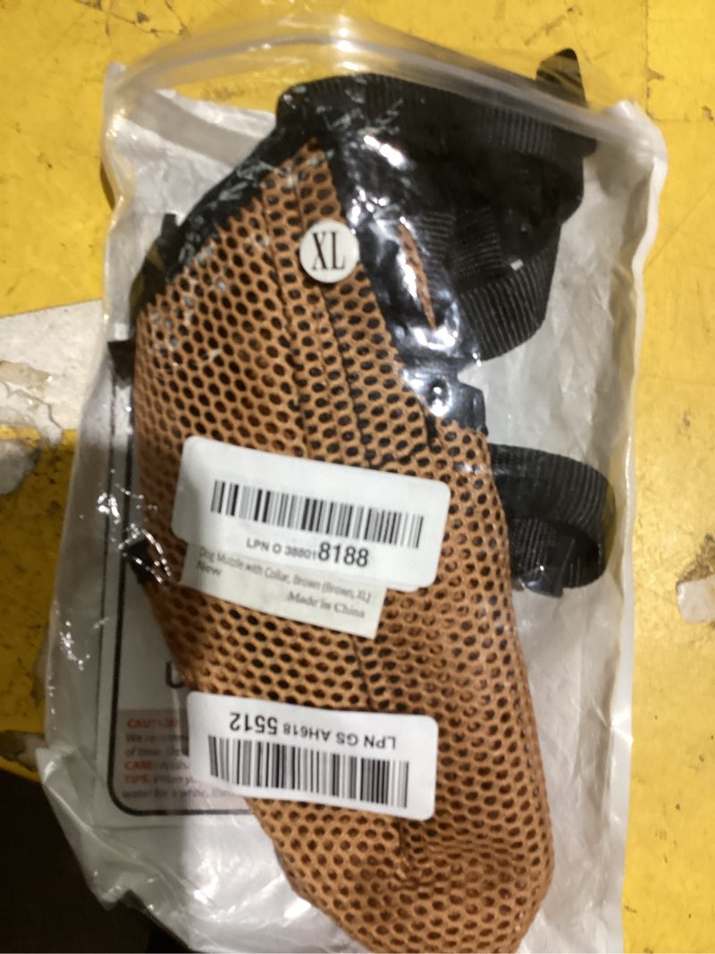 Condition photo showing Good Condition for mayerzon dog muzzle, soft mesh muzzles for large sized dogs scavenging | labrador retriever german shepherd husky muzzle, adjustable dog mouth guard for licking grooming, with collar(brown, xl) brown xl-(snout:12½"-13¾")