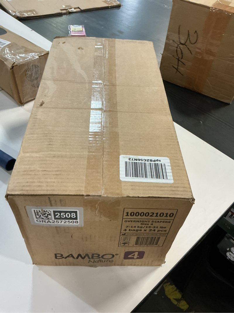 Condition photo showing New/Like New for Bambo Nature Overnight Baby Diapers (Sizes 3 TO 6), Size 4, 96 Count