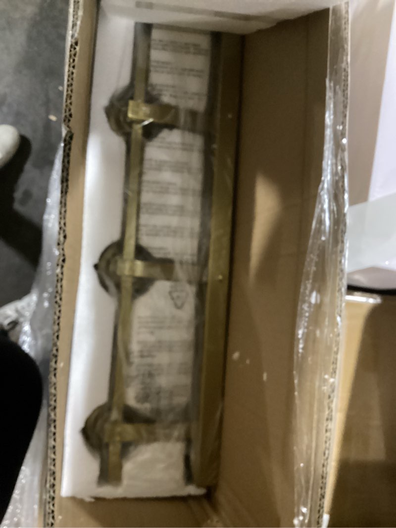 Condition photo showing New/Like New for 4 light modern bathroom light fixtures over mirror, brass finish vanity lights for bathroom wall sconces with milky white glass shades, e26 socket (bulbs not included) brass - milky white glass shades 4-lights