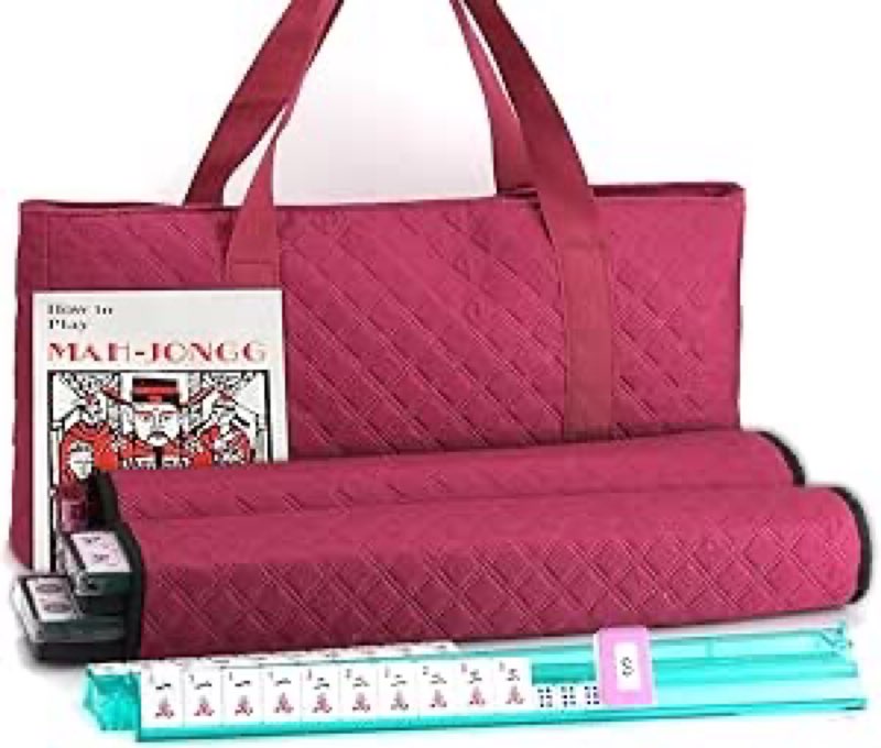 American Mahjong Game Set - Red (Burgundy) Quilted Soft Bag 