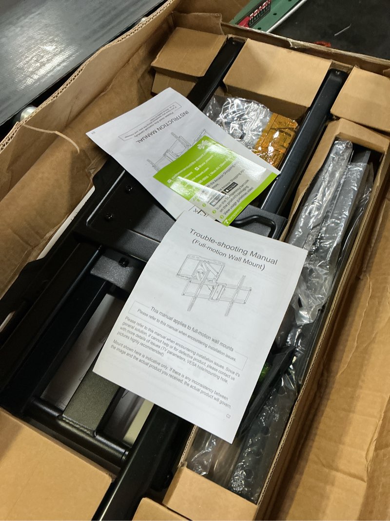 Condition photo showing Good Condition for usx mount heavy duty full motion sliding tv wall mount for 42-97 inch tvs up to 150 lbs, wall mount tv bracket for wood studs 12/16/18/24 inch, swivel & tool-free tilt, max vesa 600x400mm 42-97inch