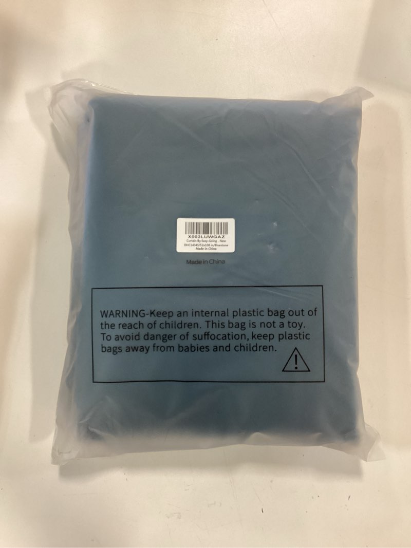 Condition photo showing New/Like New for Easy-Going Blackout Curtains for Bedroom, Solid Thermal Insulated Grommet and Noise Reduction Window Drapes, Room Darkening Curtains for Living Room, 2 Panels (52x108 in,Bluestone) 52"W x 108"L (Pack of 2) Bluestone