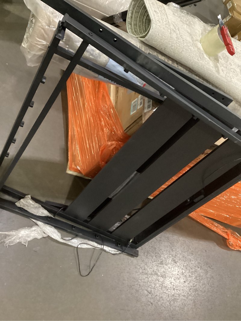 Condition photo showing As Is for incomplete *rolanstar bed frame twin size with usb charging station, led bed frame with wood storage headboard, black metal platform bed with under bed storage, no box spring needed, noise free black twin no drawer