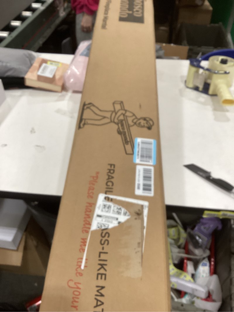 Condition photo showing As Is for BoscoMondo Solid Wood Fireplace Mantel Shelf, Floating Mantle for Living Room, Farmhouse Rustic Wood Mantel, Easy Wall Mount with Heavy-Duty Metal Bracket (54", Intense Black) 54" Intense Black