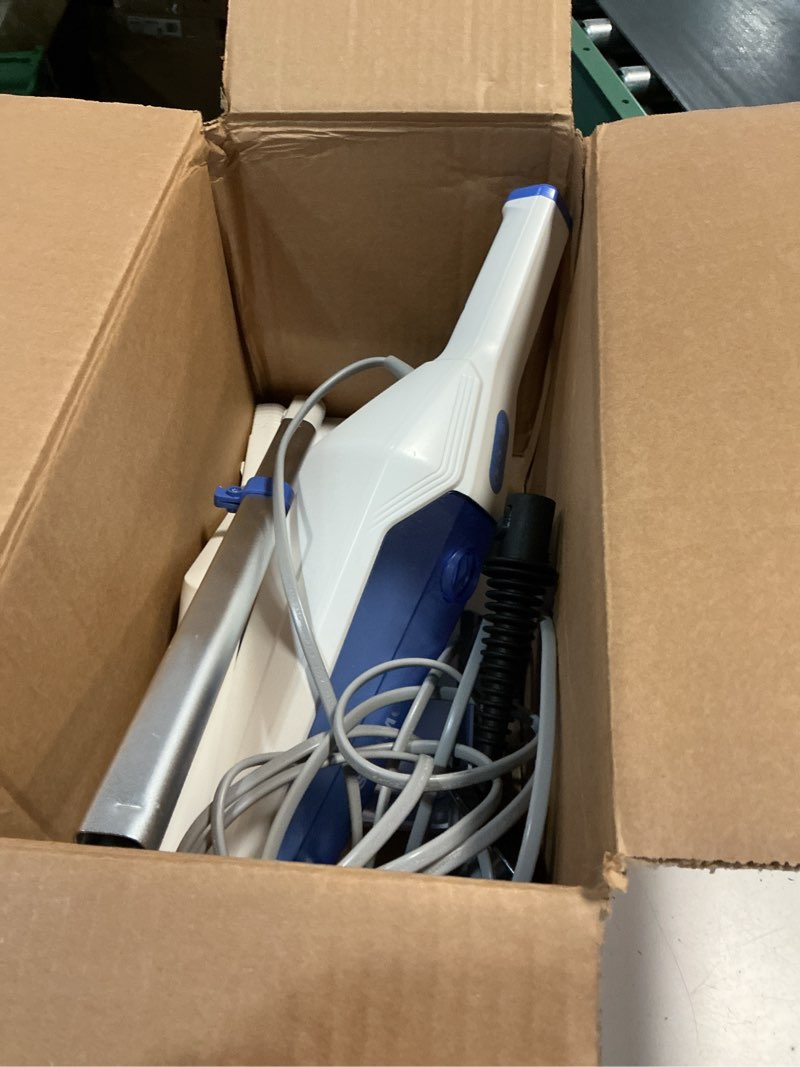Condition photo showing As Is for senmo steam mop, 14-in-1 detachable steam cleaner for home and floor, 1300w 228°f deep cleaning multipurpose floor steamer with 14 attachments for hardwood floors, tile, grout, furniture, carpet, wall white