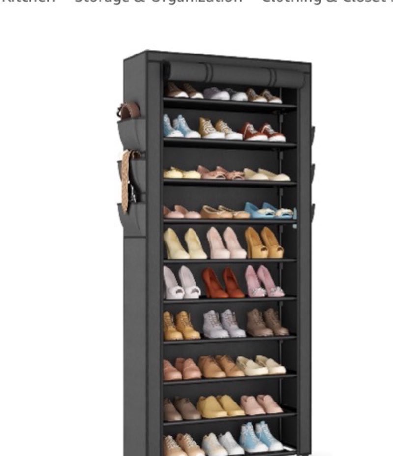 Cozy City 3-Tier Shoe Cabinet with Dustproof Cover, Vertical Shoe Storage Organizer for 10–12 Pairs,