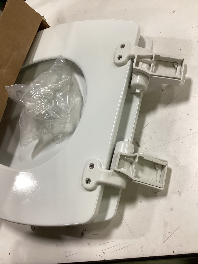 Condition photo showing Good Condition for mayfair nextstep2 toilet seat with toddler potty training seat built-in, slow close, easy clean, magnetic removable kids seat, made in usa, elongated, white