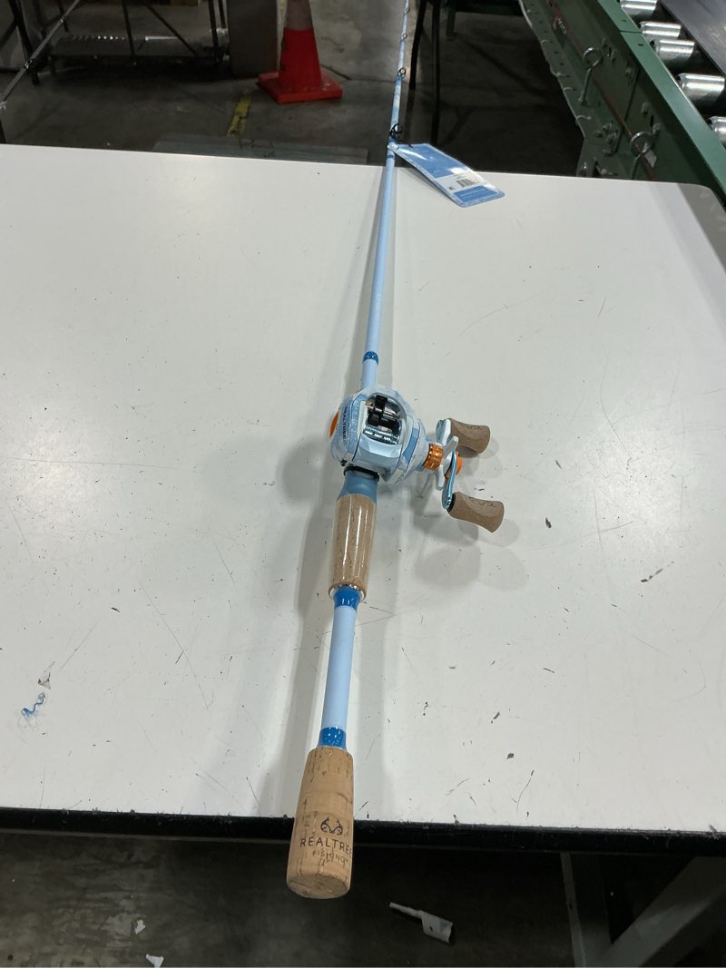 Condition photo showing As Is for realtree ice 7' medium-heavy im7 graphite baitcast rod and reel combo