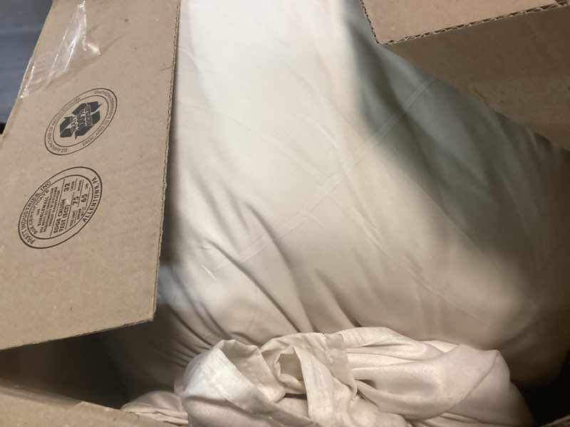 Condition photo showing As Is for cozylux oversized queen comforter sets beige, 7 pieces oversized queen pintuck bed in a bag, pinch pleat bedding sets with all season comforter, flat sheet, fitted sheet, pillowcases & shams beige oversized queen