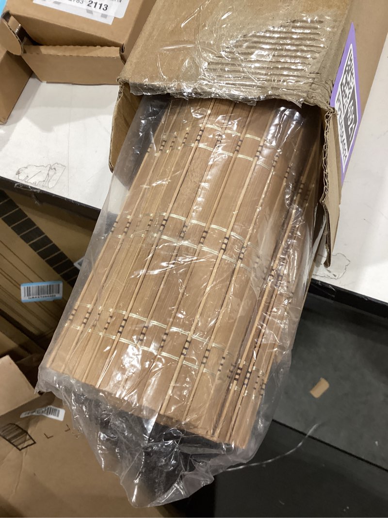 Condition photo showing New/Like New for lazblinds no tools no drill cordless bamboo roman shades, light filtering window treatment, roll up bamboo blinds for windows 38'' w x 48'' h, brown light filtering-brown206 38" w x 48" h