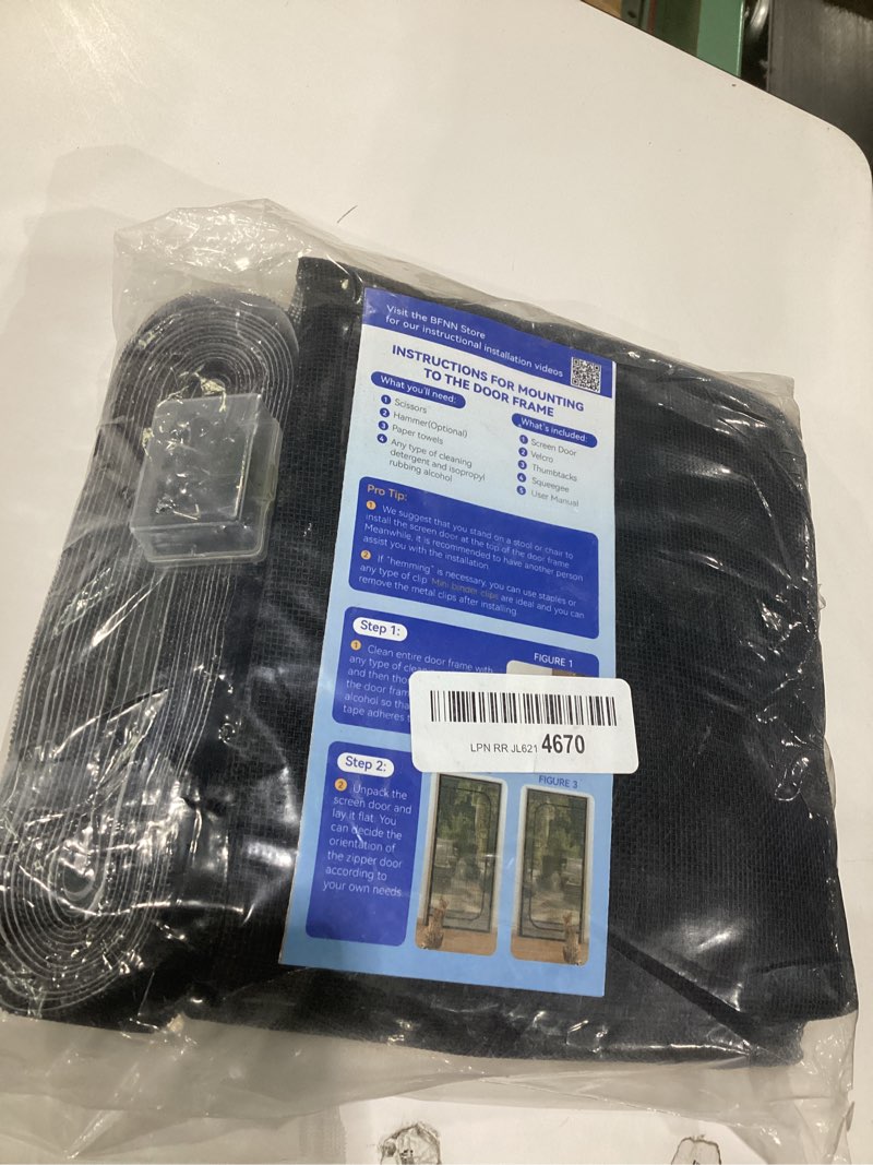Condition photo showing Good Condition for bfnn cat screen door, extra tall cat-proof mesh gate, fit door size 34'' x 82.5'', anti scratch mesh with zipper closure, for living room, kitchen, bedroom (black) black 37.4" w x 85.4" h