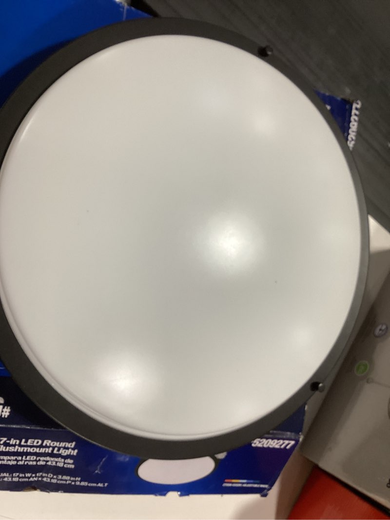 Project Source 17-in Matte Black Indoor 1 -Light LED Tunable White Flush Mount Light Plastic 