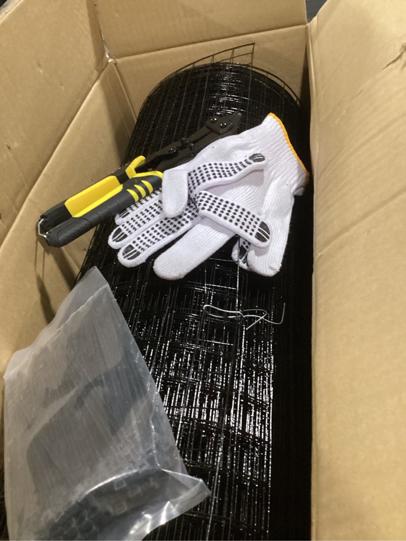 tongmo 24" x 100' black hardware cloth, 1inch mesh chicken wire fence, 19 gauge vinyl coated wire an