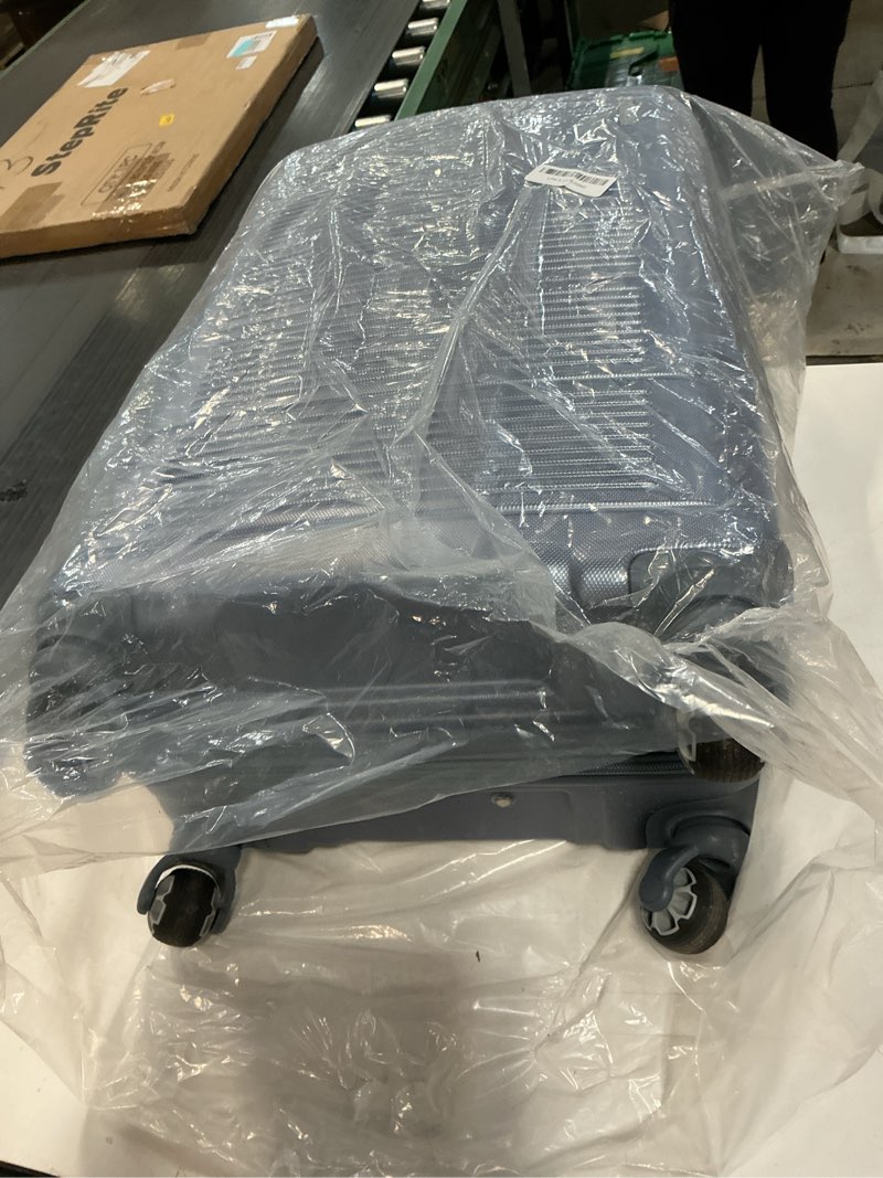 Condition photo showing As Is for American Tourister Stratum 2.0 Expandable Hardside Luggage with Spinner Wheels, 24" SPINNER, Slate Blue 24-Inch Checked-Medium Slate Blue