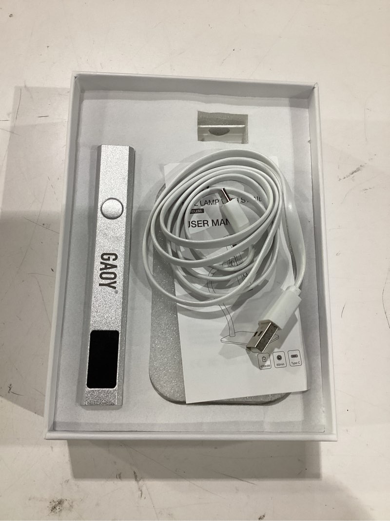 Condition photo showing New/Like New for gaoy cordless nail lamp with stand, mini handheld uv light with lcd display for gel nails, rechargeable usb nail dryer for fast curing, silver a-silver