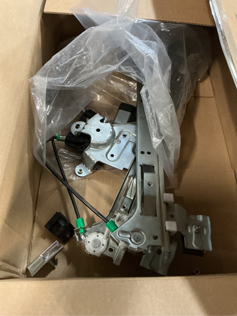 Condition photo showing As Is for front driver side power window regulator with motor fit for 2002-2009 chevy trailblazer ext, gmc envoy xl xuv, 2004-2007 buick rainier, 2003-2008 isuzu ascender, olds bravada, saab 9-7x, left