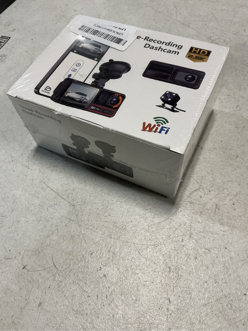 Condition photo showing New/Like New for 3 channel dash camera for cars,triple lens 4k+1080p+1080p dash cam front rear inside,built-in 5g wifi & app, night vision,24h parking mode,loop recording,170° wide angle,32gb card included(black)
