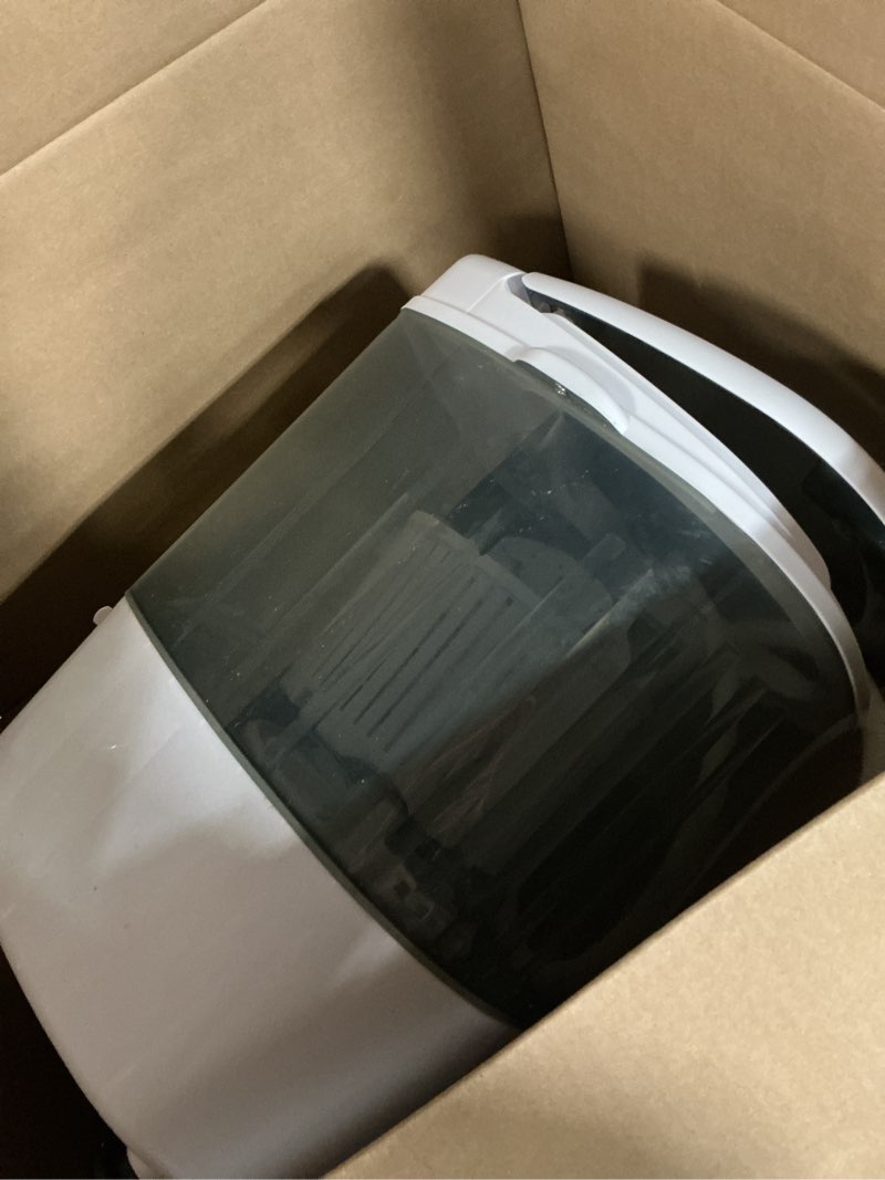 Condition photo showing As Is for elevon mini spin dryer portable washing machine, compact laundry for home, apartment, rv, gray mini, gray