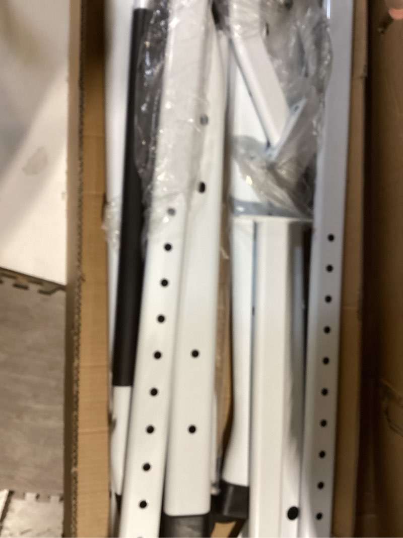 Condition photo showing As Is for Incomplete Power Tower Pull Up Bar and Dip Station, Multi-Function Home Gym, Strength Training Fitness Equipment, Height Adjustable White