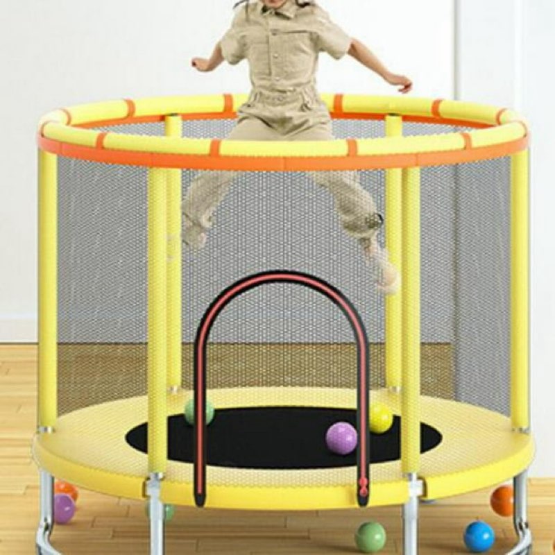 (Similar / different color)Trampolín de 55 pulgadas para niños, cama elástica de 440 libras de capacidad para interiores y exteriores, regalos para niños y niñas black and orange 