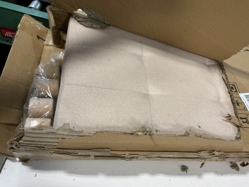 Condition photo showing Good Condition for BRIAN & DANY 30” Folding Storage Ottoman Bench with Wooden Feet and Lid, Linen Fabric Bench with Resilient Sponge Padded for Bedroom, Living Room & Entryway, Foot Rest, Khaki