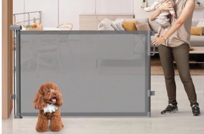 Cideny Retractable Mesh Gate Fits Openings up to 55in/76in/96in Wide and 34in high grey