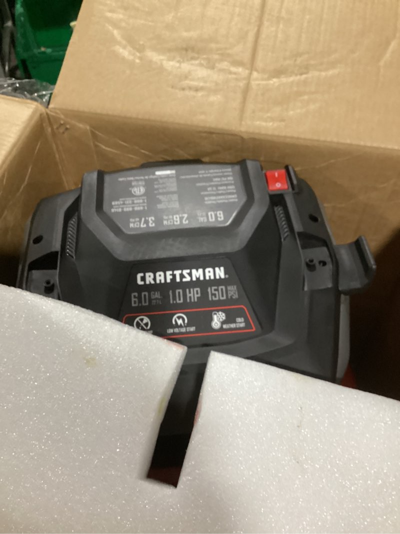 Condition photo showing Good Condition for craftsman air compressors 6 gallon portable pancake air compressor,oil free max 150 psi 1.0hp 2.6 cfm@90psi electric air compressor shop air compressor, cmxecxa02106410