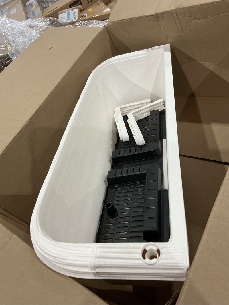 Condition photo showing As Is for apollo exports international ap-30312 24" adjustable railing planter, ratan look, white