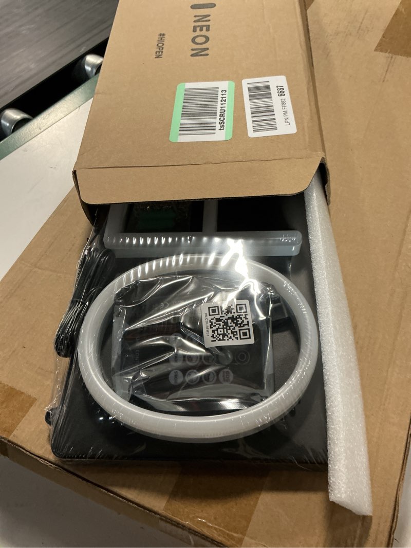 Condition photo showing New/Like New for hineon white neon open sign 20inx7in led light w/remote controller, electric light up open sign for business store, w/hanging chain for shop windows, direct plug-in w/ 12v power adapter