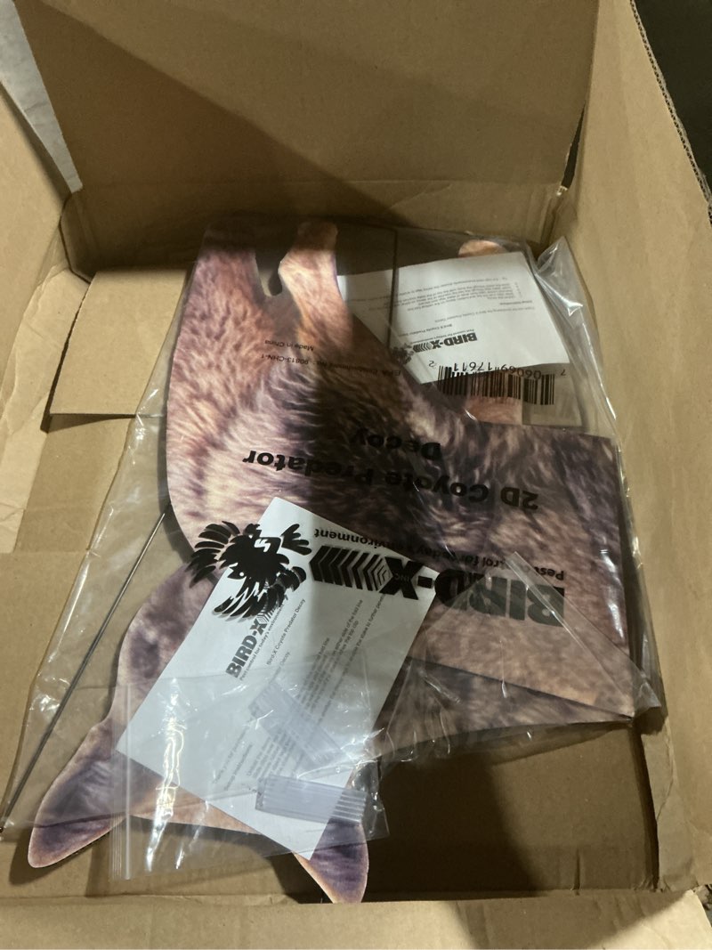 Condition photo showing As Is for bird-x 2d hunting coyote predator decoy - targets canada geese, deer and rabbits deterrent, yard ornament