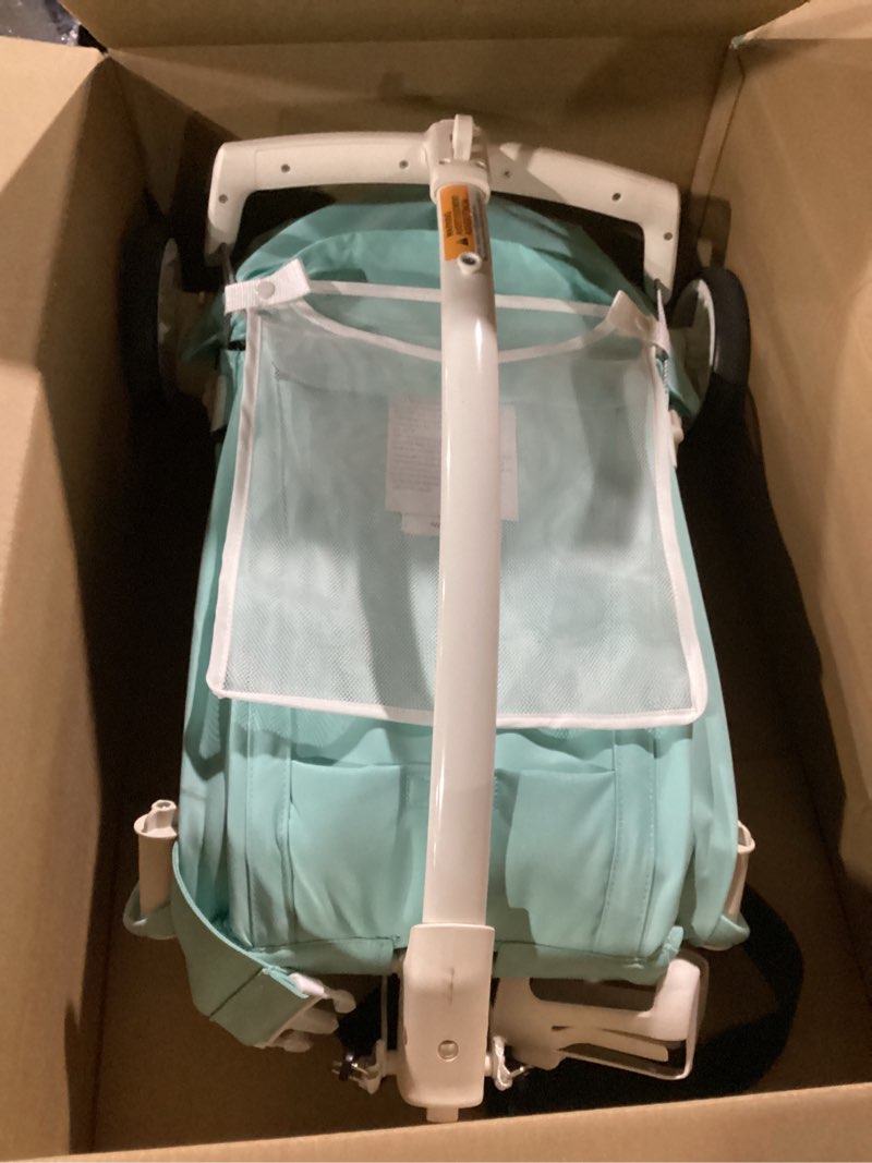 Condition photo showing Good Condition for évolur roamer ultra lightweight stroller, compact one-hand self-standing fold travel stroller with 5-point safety harness, adjustable sun canopy, 360° rotating wheels with cup holder - red white blue