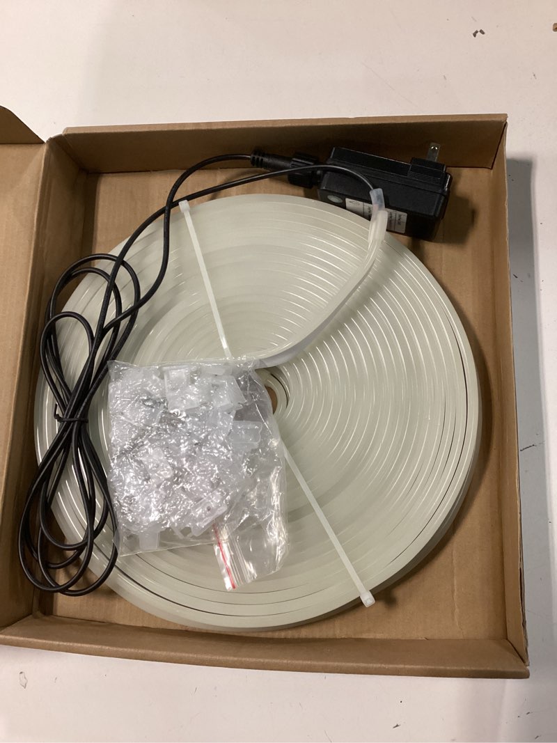 Condition photo showing Good Condition for 66Ft LED Neon Rope Lights, 24V Dimmable 2400LEDs Strip Neon Light, 2700K Flexible Silicone Rope Lights Super Bright IP67 Waterproof with Timer Function for Indoor Outdoor Decor(Warm White) Warm White-66Ft
