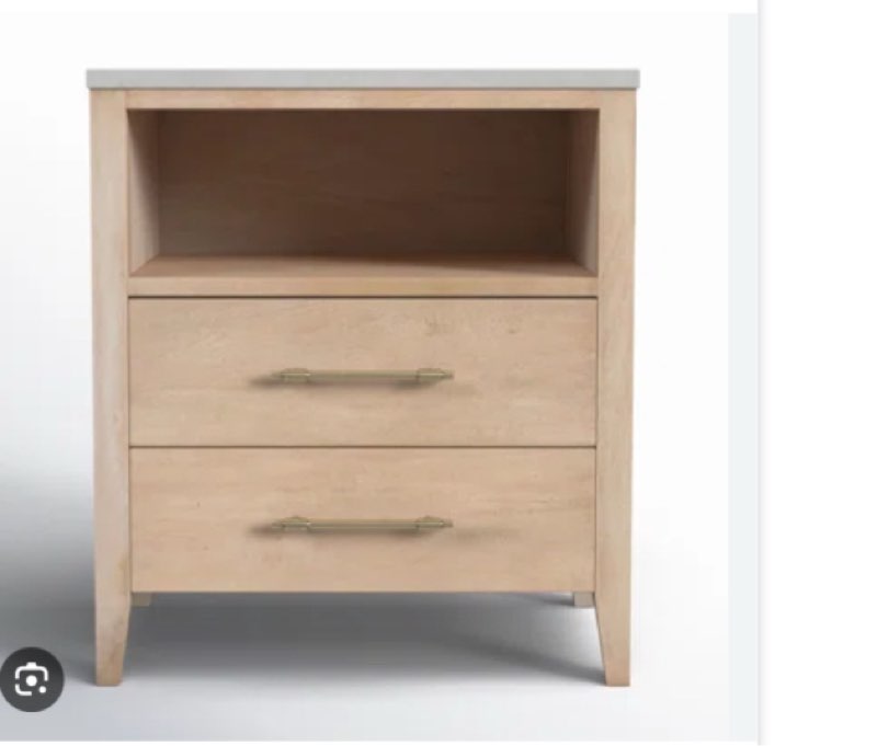 Isa Solid Wood Nightstand with Marble Top