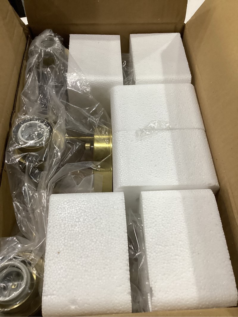 Condition photo showing New/Like New for 3-Light Gold Bathroom Light Fixtures, Modern Bathroom Vanity Light with Clear Glass Shade, Brushed Gold Bath Wall Mount Lights, Wall Lamp for Mirror Kitchen Bedroom Hallway Living Room Hallway Brushed Gold 3-Light