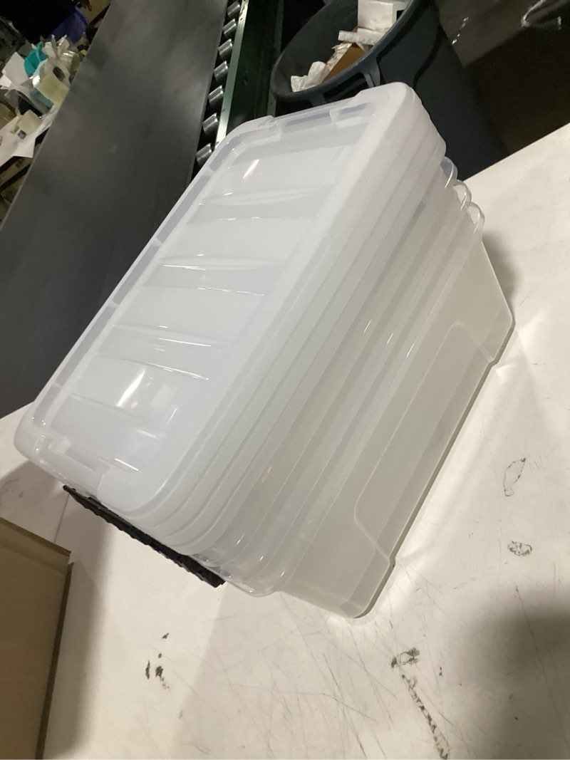 Condition photo showing Good Condition for iris usa 13 qt plastic storage box with lid and latches - 4 pack - bpa-free, discreet organizing solution, durable nestable stackable containers, secure pull handle - pearl pearl 13 qt 4 pack