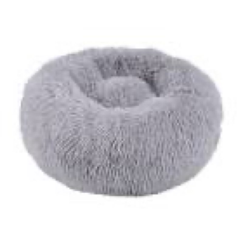 18”calming dog bed & cat bed, anti-anxiety donut warming cozy soft dog round bed, fluffy faux plush dog cat cushion bed for small dogs and cats diameter 18”