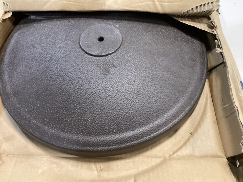 Condition photo showing As Is for style selections 22-lb brown hdpe plastic patio umbrella base
