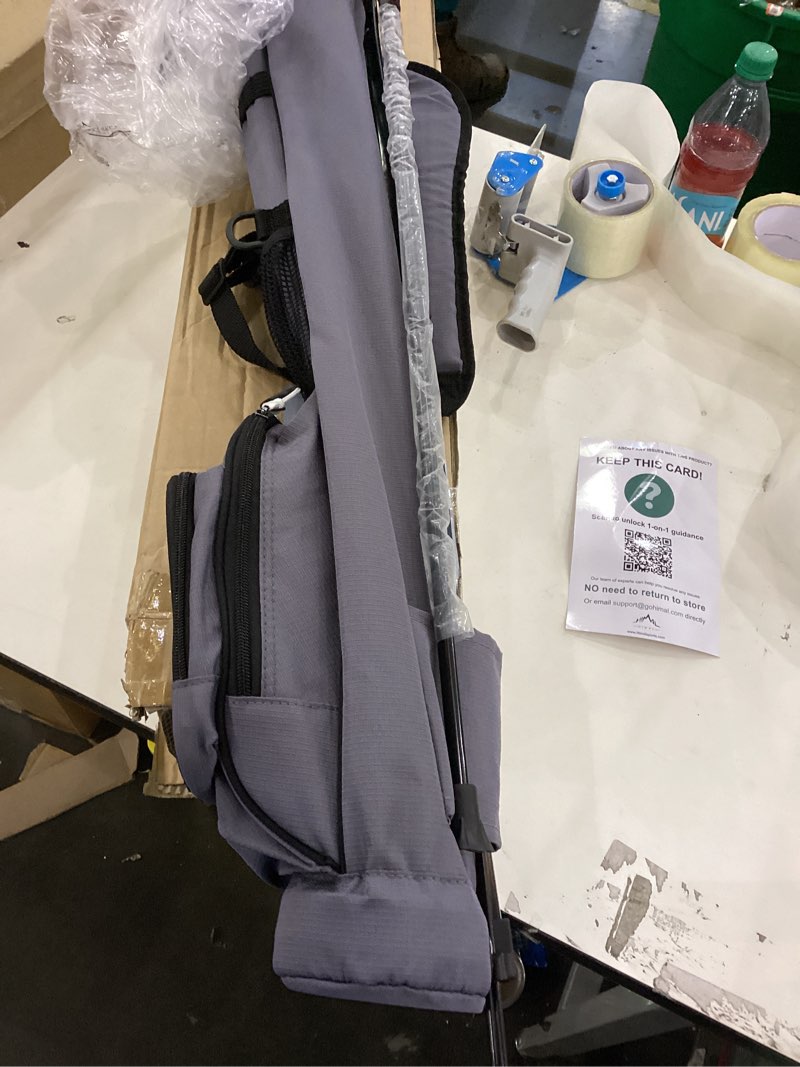 This appears to be a Himal Golf Travel Bag with Hard Case Top.  It is designed to protect golf clubs during travel. Features include a unique thick cushion layer, high-quality rubber base, and reinforced handles. It also has custom zippers and a recognizable cardholder. The bag can be quickly folded for storage, saving space. 