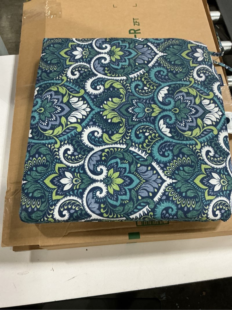 Condition photo showing Good Condition for arden indoor/outdoor seat or rocking chair cushion, 19 x 18, water repellent, rain proof, fade resistant cushion for rocking or dining chairs sapphire aurora blue damask 18 x 19 sapphire aurora blue damask 1