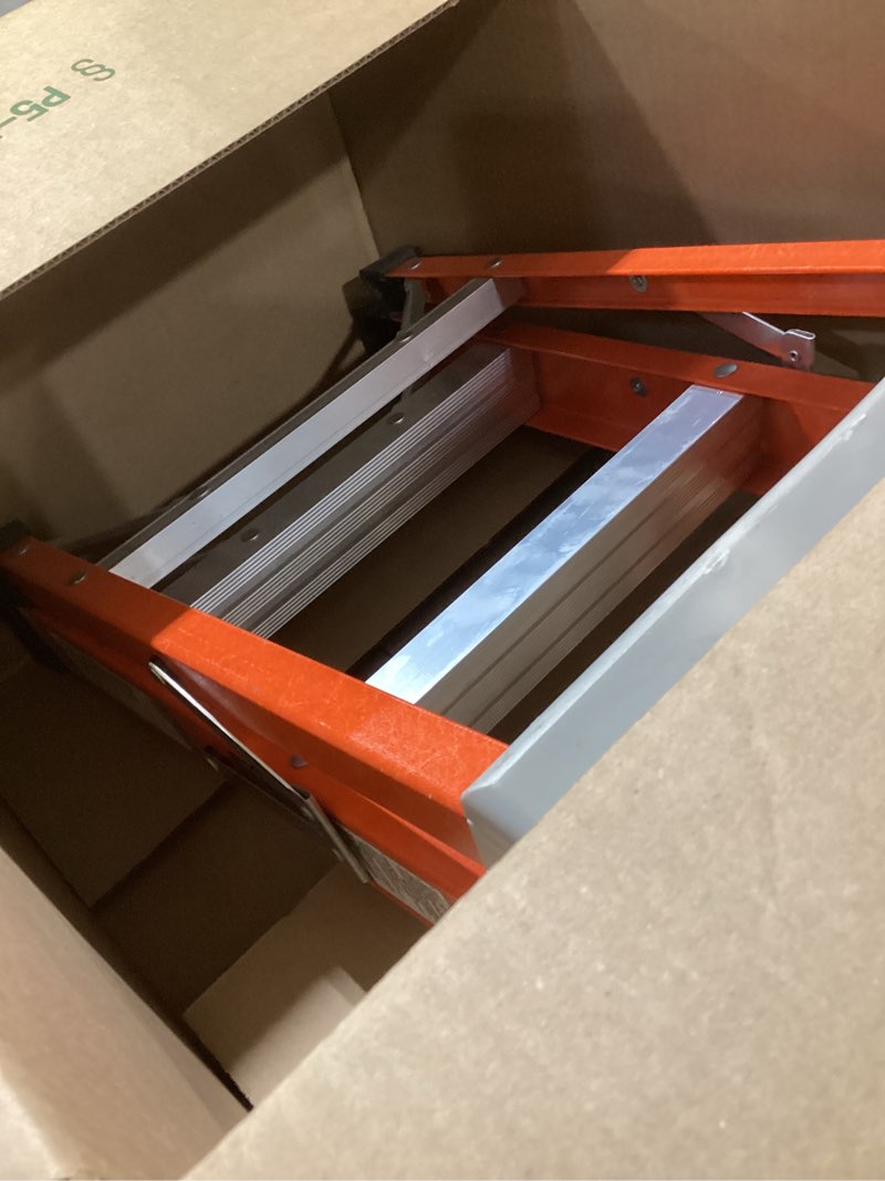 Condition photo showing As Is for louisville ladder 2-foot fiberglass step stool industrial, 300-pound load capacity, type ia, fs1502 2 feet ladder