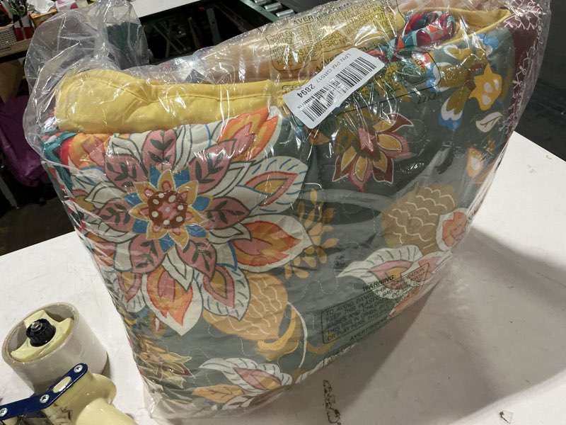 Condition photo showing Good Condition for (style may vary, unknown size) levtex home - roshita quilted throw (50x60in) - reversible boho patchwork design - multicolor - lightweight quilted throw - cotton with cotton-rich fill throw 50x60