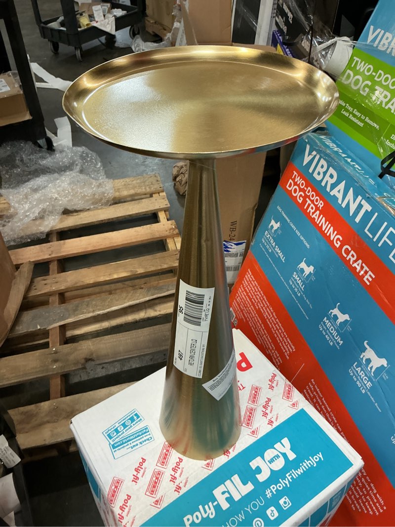 Condition photo showing As Is for better homes & gardens truitt drink table, gold